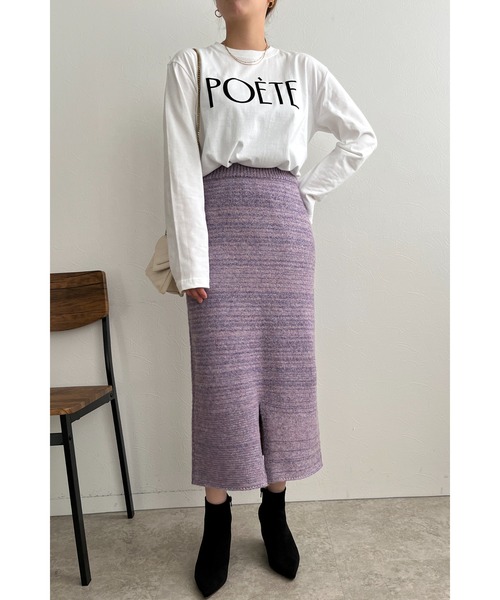 palm RICHE(ポームリシュ)の「POETEフロッキーロンT(Tシャツ/カットソー・レディース・ネイビー/ホワイト/ブラック・M)」の13枚目の写真