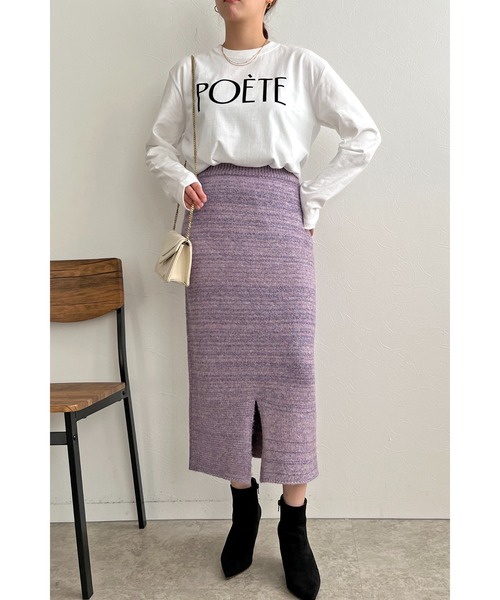 palm RICHE(ポームリシュ)の「POETEフロッキーロンT(Tシャツ/カットソー・レディース・ネイビー/ホワイト/ブラック・M)」の14枚目の写真
