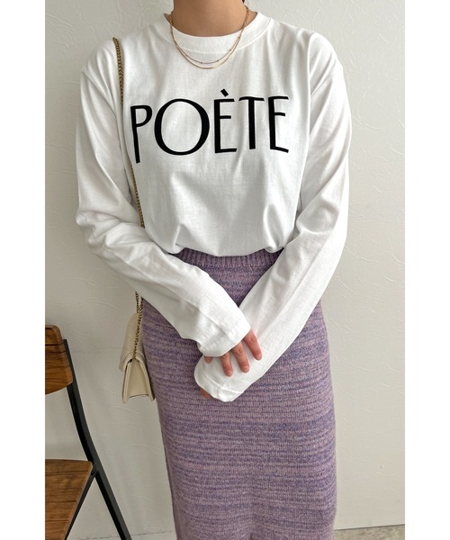 palm RICHE(ポームリシュ)の「POETEフロッキーロンT(Tシャツ/カットソー・レディース・ネイビー/ホワイト/ブラック・M)」の11枚目の写真