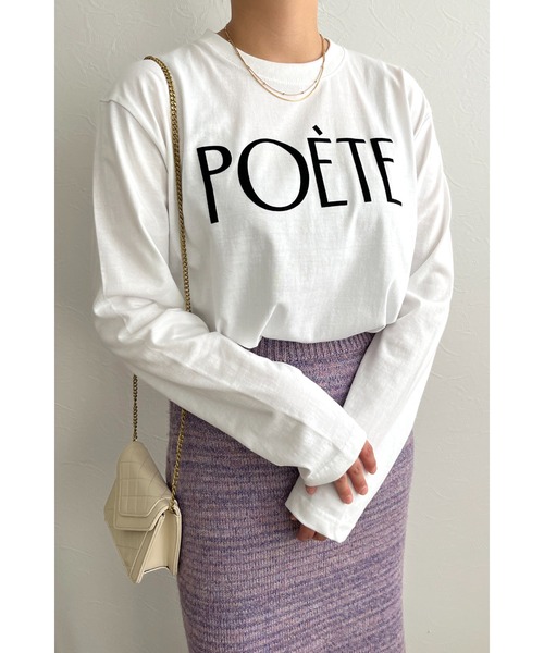 palm RICHE(ポームリシュ)の「POETEフロッキーロンT(Tシャツ/カットソー・レディース・ネイビー/ホワイト/ブラック・M)」の12枚目の写真