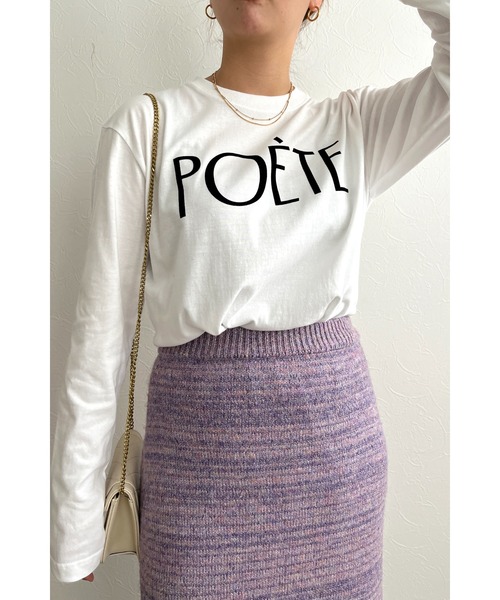 palm RICHE(ポームリシュ)の「POETEフロッキーロンT(Tシャツ/カットソー・レディース・ネイビー/ホワイト/ブラック・M)」の10枚目の写真