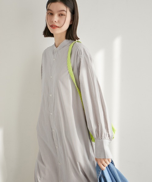 ROPE' PICNIC(ロペピクニック)の「【一部店舗限定】ストライプシャツワンピース(シャツワンピース・レディース・ブラック/ベージュ・38)」の1枚目の写真