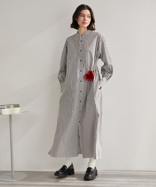 ROPE' PICNIC(ロペピクニック)の「【一部店舗限定】ストライプシャツワンピース(シャツワンピース・レディース・ブラック/ベージュ・38)」の2枚目の写真