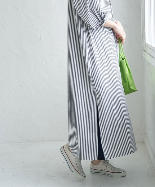 ROPE' PICNIC(ロペピクニック)の「【一部店舗限定】ストライプシャツワンピース(シャツワンピース・レディース・ブラック/ベージュ・38)」の3枚目の写真