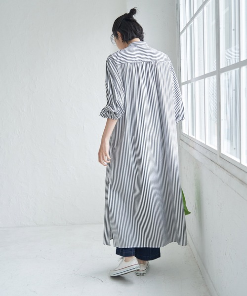 ROPE' PICNIC(ロペピクニック)の「【一部店舗限定】ストライプシャツワンピース(シャツワンピース・レディース・ブラック/ベージュ・38)」の4枚目の写真