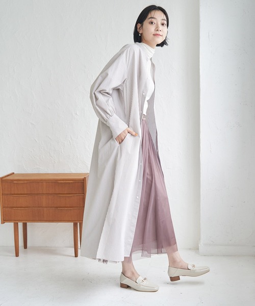 ROPE' PICNIC(ロペピクニック)の「【一部店舗限定】ストライプシャツワンピース(シャツワンピース・レディース・ブラック/ベージュ・38)」の5枚目の写真