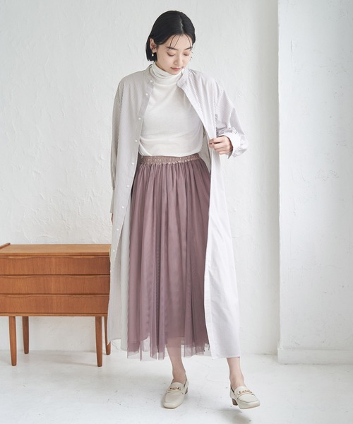 ROPE' PICNIC(ロペピクニック)の「【一部店舗限定】ストライプシャツワンピース(シャツワンピース・レディース・ブラック/ベージュ・38)」の6枚目の写真
