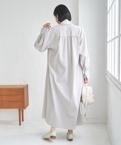 ROPE' PICNIC(ロペピクニック)の「【一部店舗限定】ストライプシャツワンピース(シャツワンピース・レディース・ブラック/ベージュ・38)」の7枚目の写真