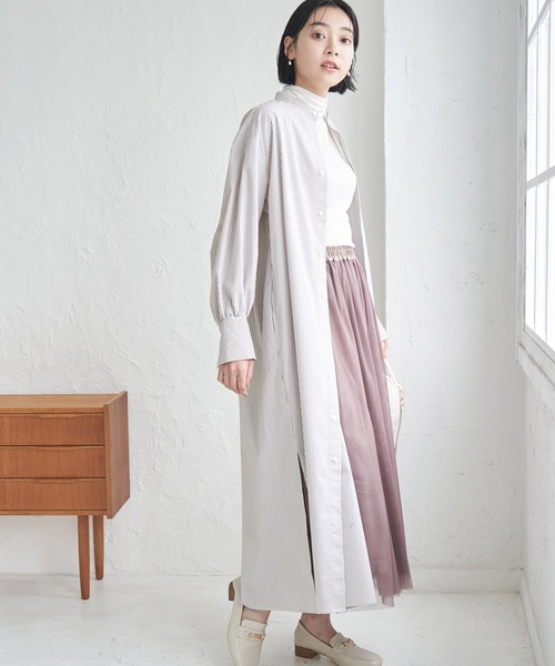 ROPE' PICNIC(ロペピクニック)の「【一部店舗限定】ストライプシャツワンピース(シャツワンピース・レディース・ブラック/ベージュ・38)」の8枚目の写真