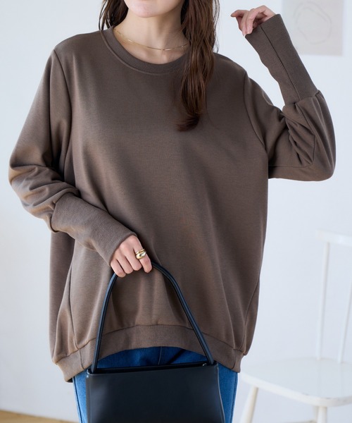 Ada.（エイダ）の「秋新作 ロング袖 リブ スウェット トレーナー（Tシャツ/カットソー・レディース・ダークグレー/ベージュ/ブラック/ブラウン/グレー・M）」の4枚目の写真