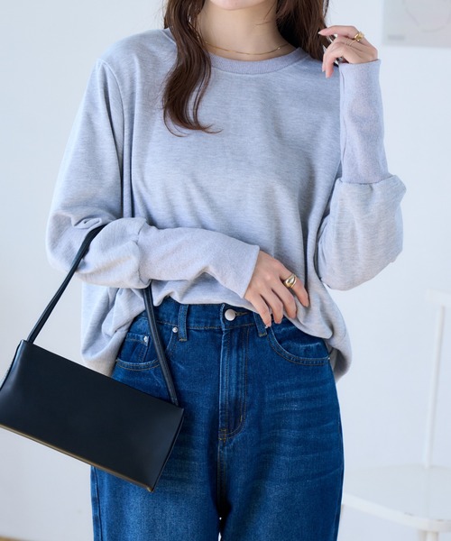 Ada.（エイダ）の「秋新作 ロング袖 リブ スウェット トレーナー（Tシャツ/カットソー・レディース・ダークグレー/ベージュ/ブラック/ブラウン/グレー・M）」の2枚目の写真
