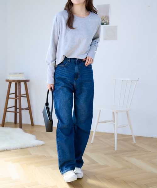Ada.（エイダ）の「秋新作 ロング袖 リブ スウェット トレーナー（Tシャツ/カットソー・レディース・ダークグレー/ベージュ/ブラック/ブラウン/グレー・M）」の7枚目の写真