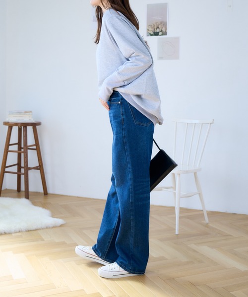 Ada.（エイダ）の「秋新作 ロング袖 リブ スウェット トレーナー（Tシャツ/カットソー・レディース・ダークグレー/ベージュ/ブラック/ブラウン/グレー・M）」の9枚目の写真