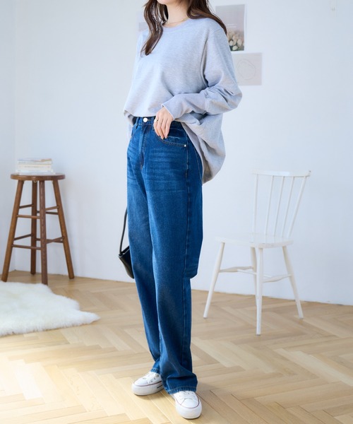 Ada.（エイダ）の「秋新作 ロング袖 リブ スウェット トレーナー（Tシャツ/カットソー・レディース・ダークグレー/ベージュ/ブラック/ブラウン/グレー・M）」の11枚目の写真