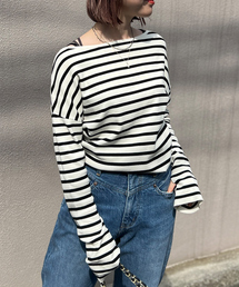 Rouge vif Anna | 総針フレアスリーブ指穴プルオーバー(ニット/セーター)