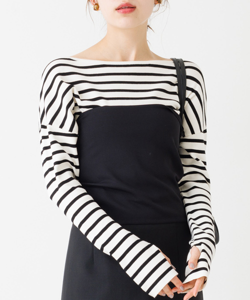 Rouge vif Anna(ルージュヴィフアンナ)の「総針フレアスリーブ指穴プルオーバー(ニット/セーター・レディース・レッド/ブラック/その他・フリー)」の7枚目の写真