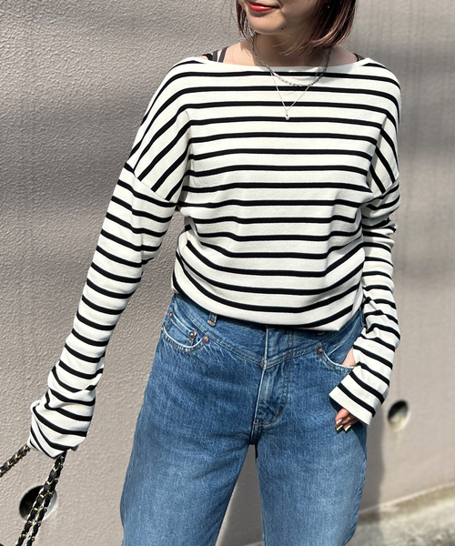 Rouge vif Anna(ルージュヴィフアンナ)の「総針フレアスリーブ指穴プルオーバー(ニット/セーター・レディース・レッド/ブラック/その他・フリー)」の13枚目の写真