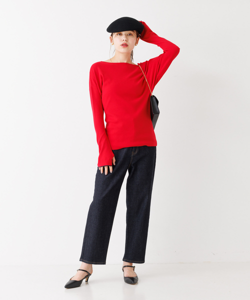 Rouge vif Anna(ルージュヴィフアンナ)の「総針フレアスリーブ指穴プルオーバー(ニット/セーター・レディース・レッド/ブラック/その他・フリー)」の10枚目の写真