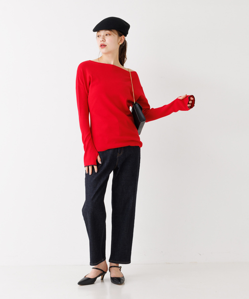 Rouge vif Anna(ルージュヴィフアンナ)の「総針フレアスリーブ指穴プルオーバー(ニット/セーター・レディース・レッド/ブラック/その他・フリー)」の21枚目の写真