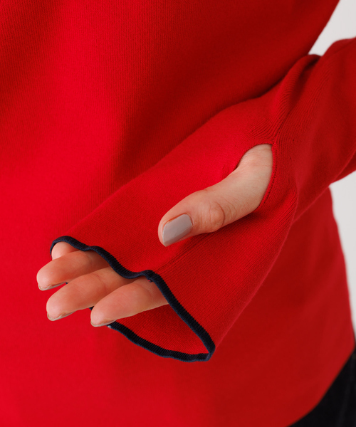 Rouge vif Anna(ルージュヴィフアンナ)の「総針フレアスリーブ指穴プルオーバー(ニット/セーター・レディース・レッド/ブラック/その他・フリー)」の9枚目の写真