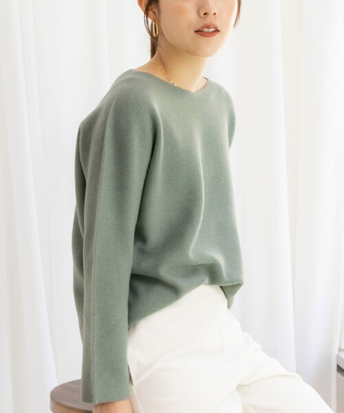 NOLLEY’S(ノーリーズ)の「《手洗い可能》ウォッシャブルカールカールガータープルオーバーニット(ニット/セーター・レディース・オレンジ/グレー/ブラック/グレイッシュブルー/オフホワイト/ネイビー/オリーブ・FREE)」の4枚目の写真