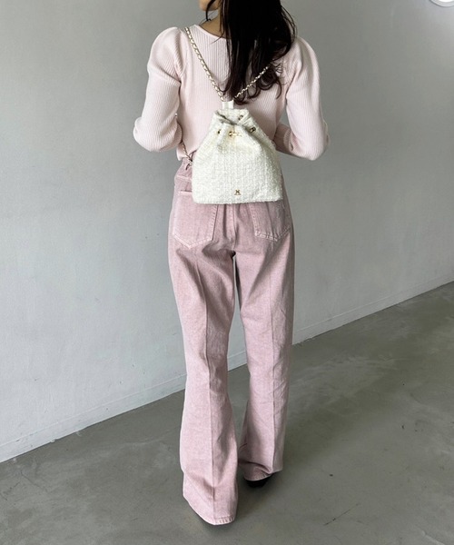 one after another NICE CLAUP（ワンアフターアナザーナイスクラップ）の「リボンラインストーンデニム（デニムパンツ・レディース・ライトブルー/ネイビー/ピンク・SMALL/MEDIUM）」の17枚目の写真