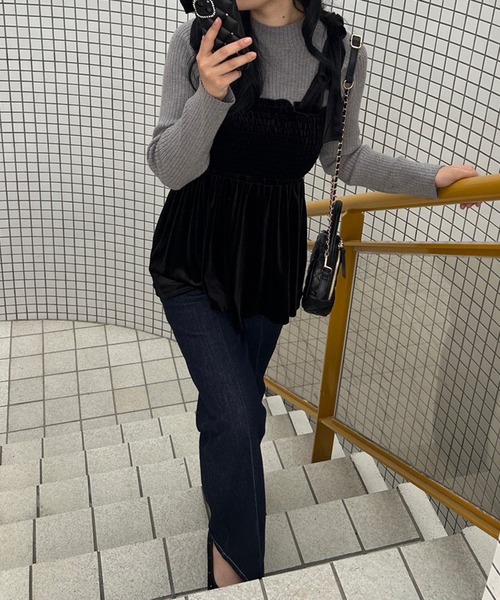 one after another NICE CLAUP（ワンアフターアナザーナイスクラップ）の「リボンラインストーンデニム（デニムパンツ・レディース・ライトブルー/ネイビー/ピンク・SMALL/MEDIUM）」の13枚目の写真