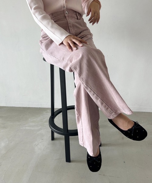 one after another NICE CLAUP（ワンアフターアナザーナイスクラップ）の「リボンラインストーンデニム（デニムパンツ・レディース・ライトブルー/ネイビー/ピンク・SMALL/MEDIUM）」の20枚目の写真