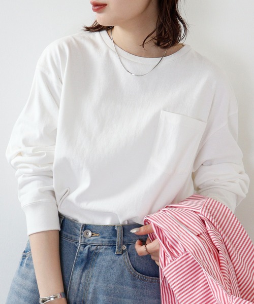 FUNALIVE（ファンアライブ）の「USAコットンセミルーズシルエットロンTEE（Tシャツ/カットソー・メンズ・ホワイト/ブラック/ダークパープル/カーキ/ダークベージュ/オレンジ・L/M）」の7枚目の写真