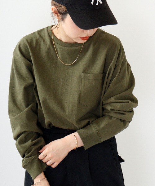 FUNALIVE（ファンアライブ）の「USAコットンセミルーズシルエットロンTEE（Tシャツ/カットソー・メンズ・ホワイト/ブラック/ダークパープル/カーキ/ダークベージュ/オレンジ・L/M）」の21枚目の写真