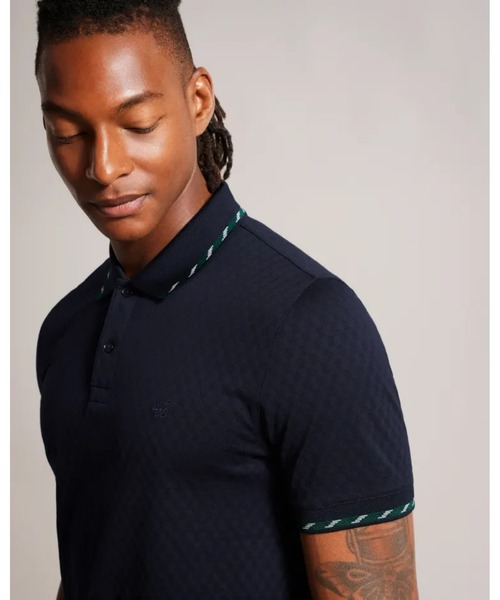 Ted Baker(テッドベーカー)の「COLSON 半袖ハウスチェックジャガードポロ(ポロシャツ・メンズ・ネイビー・4/5/1/3/2)」の3枚目の写真