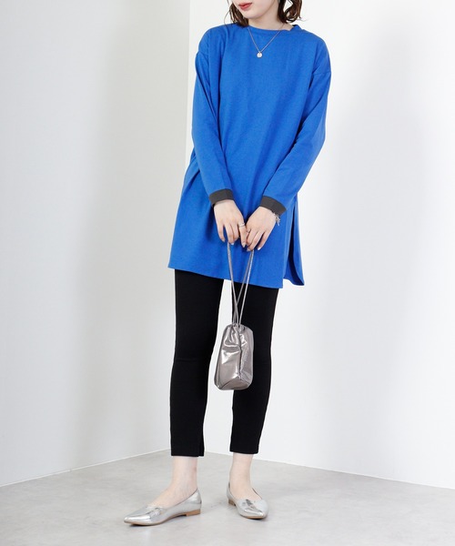 A.N.L（エーエヌエル　レーベル）の「A.N.L コットンプルオーバーバイカラートップス（Tシャツ/カットソー・レディース・ロイヤルブルー/ブラック/モカ・38）」の4枚目の写真