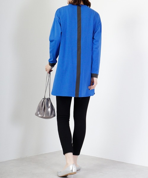 A.N.L（エーエヌエル　レーベル）の「A.N.L コットンプルオーバーバイカラートップス（Tシャツ/カットソー・レディース・ロイヤルブルー/ブラック/モカ・38）」の5枚目の写真