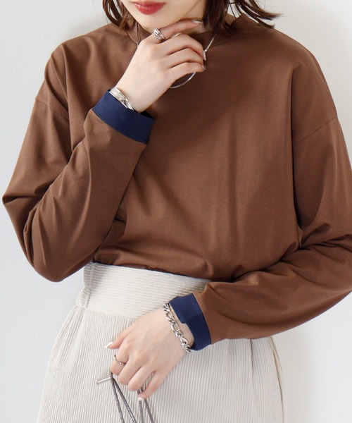 A.N.L（エーエヌエル　レーベル）の「A.N.L コットンプルオーバーバイカラートップス（Tシャツ/カットソー・レディース・ロイヤルブルー/ブラック/モカ・38）」の21枚目の写真