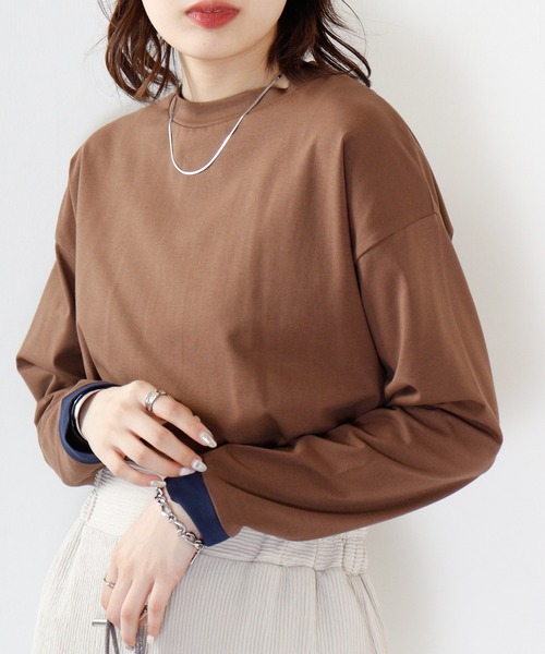 A.N.L（エーエヌエル　レーベル）の「A.N.L コットンプルオーバーバイカラートップス（Tシャツ/カットソー・レディース・ロイヤルブルー/ブラック/モカ・38）」の22枚目の写真