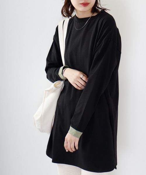 A.N.L（エーエヌエル　レーベル）の「A.N.L コットンプルオーバーバイカラートップス（Tシャツ/カットソー・レディース・ロイヤルブルー/ブラック/モカ・38）」の16枚目の写真