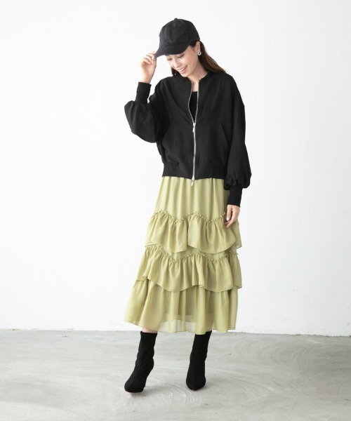 M.deux（エムドゥ）の「■■レザーライクティアードスカート■■（スカート・レディース・イエロー/ブラック・MEDIUM）」の4枚目の写真
