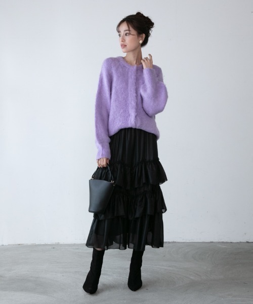 M.deux（エムドゥ）の「■■レザーライクティアードスカート■■（スカート・レディース・イエロー/ブラック・MEDIUM）」の5枚目の写真