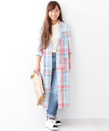 Ray BEAMS | Ray BEAMS / チェック ロング ガウンシャツ(シャツ/ブラウス)