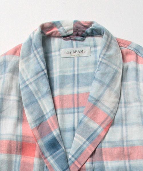 Ray BEAMS（レイビームス）の「Ray BEAMS / チェック ロング ガウンシャツ（シャツ/ブラウス・レディース・サックスブルー/ネイビー・ONE SIZE）」の10枚目の写真