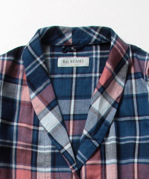 Ray BEAMS（レイビームス）の「Ray BEAMS / チェック ロング ガウンシャツ（シャツ/ブラウス・レディース・サックスブルー/ネイビー・ONE SIZE）」の14枚目の写真