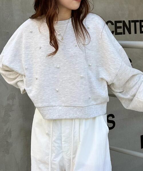 INGNI(イング)の「パールビジュー付スウェットプルオーバー(スウェット・レディース・ブラック/オフホワイト/スモークピンク/オートミール/グレー・M)」の15枚目の写真