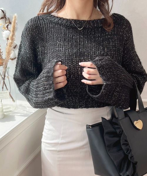 新品未使用24FW archivio キラキラロゴ入りモノトーンセーター 38号 archivio ニット セーター 「ARCHIVIO×Chocomoo」イラストニット