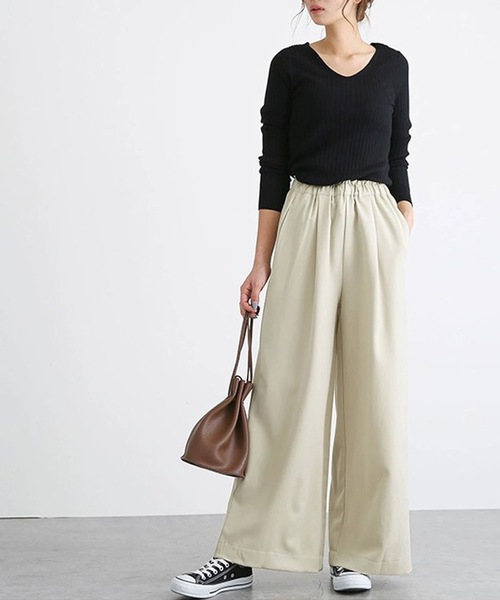 LUGG NAGG(ラグナグ)の「リラックスタックワイドパンツ(その他パンツ・レディース・ネイビー/ライトベージュ/タン/ブラック/グレイッシュベージュ・L/XL/M)」の5枚目の写真