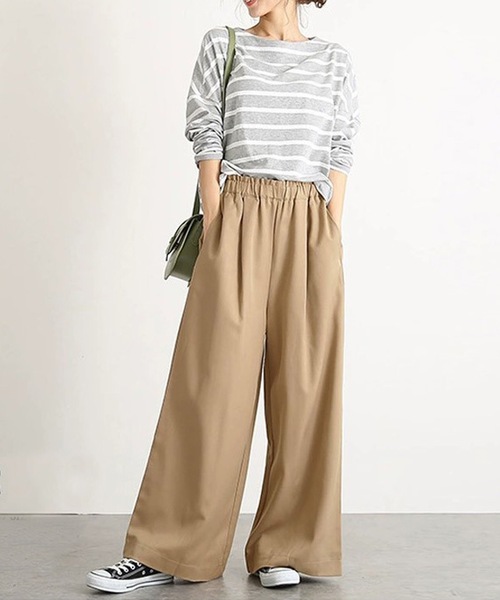 LUGG NAGG(ラグナグ)の「リラックスタックワイドパンツ(その他パンツ・レディース・ネイビー/ライトベージュ/タン/ブラック/グレイッシュベージュ・L/XL/M)」の3枚目の写真
