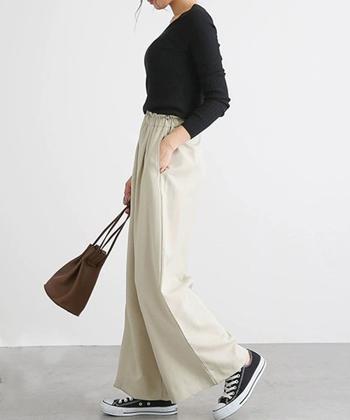 LUGG NAGG(ラグナグ)の「リラックスタックワイドパンツ(その他パンツ・レディース・ネイビー/ライトベージュ/タン/ブラック/グレイッシュベージュ・L/XL/M)」の16枚目の写真
