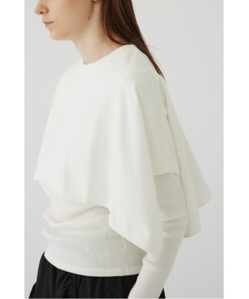 RIM.ARK(リムアーク)の「Rib layered cut tops リブレイヤードカットトップス(Tシャツ/カットソー・レディース・オフホワイト/ライトブルー/ブラック・FREE)」の10枚目の写真