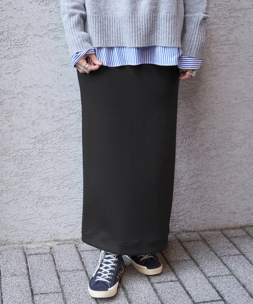 Simplicite(サンプリシテ)の「ダンボールストレートスカート(スカート・レディース・ブラック/チャコールグレー・FREE)」の2枚目の写真