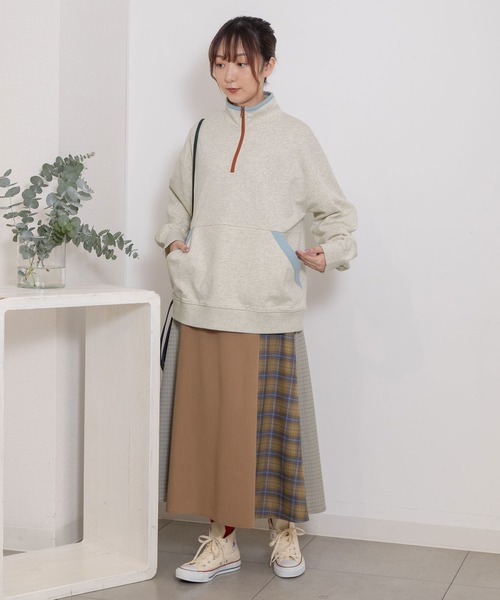 POU DOU DOU(プードゥドゥ)の「配色パイピング裏毛アノラックプルオーバー(スウェット・レディース・ライトイエロー/オートミール/ネイビー・3)」の7枚目の写真