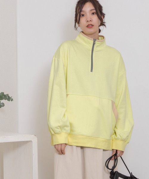 POU DOU DOU(プードゥドゥ)の「配色パイピング裏毛アノラックプルオーバー(スウェット・レディース・ライトイエロー/オートミール/ネイビー・3)」の17枚目の写真